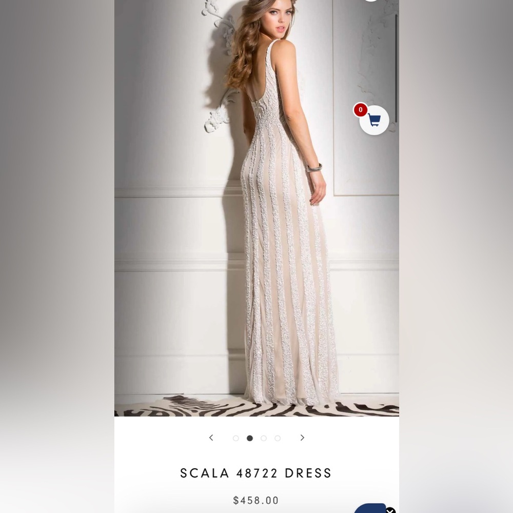 Women’s Formal Dress BG Haute 48722SC Sequined Size 10 Gown Ivory/Nude NEW - Picture 3 of 16